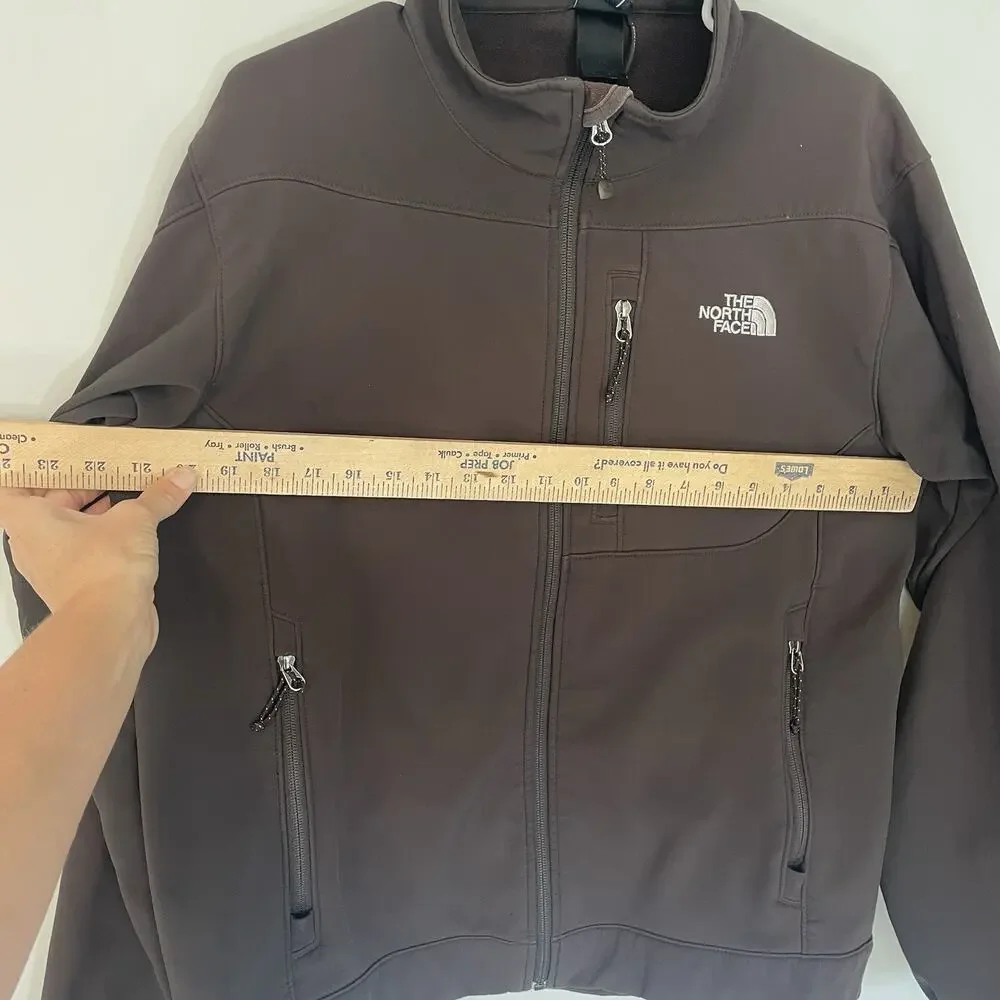 The North Face TNF Apex Jacket Mens Medium Brown Softshell Full Zip Fleece Lined